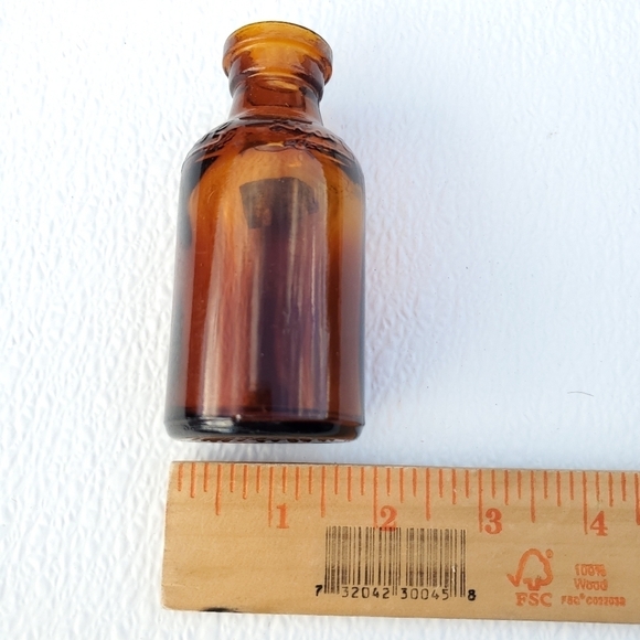 Old Lysol Glass Bottle Amber Brown 4 Inches Tall - Picture 6 of 8
